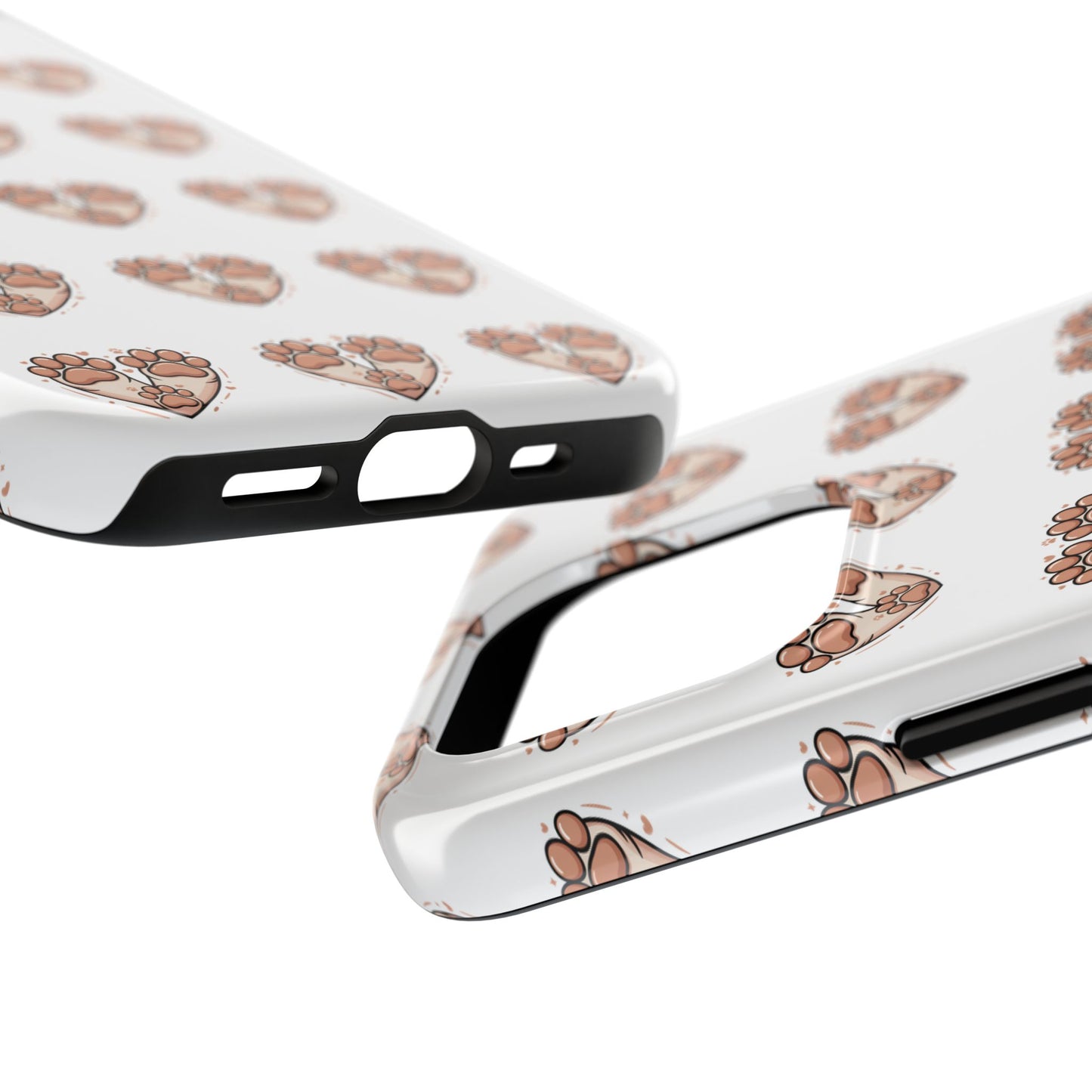 Paw Heart Tough Phone Case — Cute Cat & Dog Paw Print Pattern