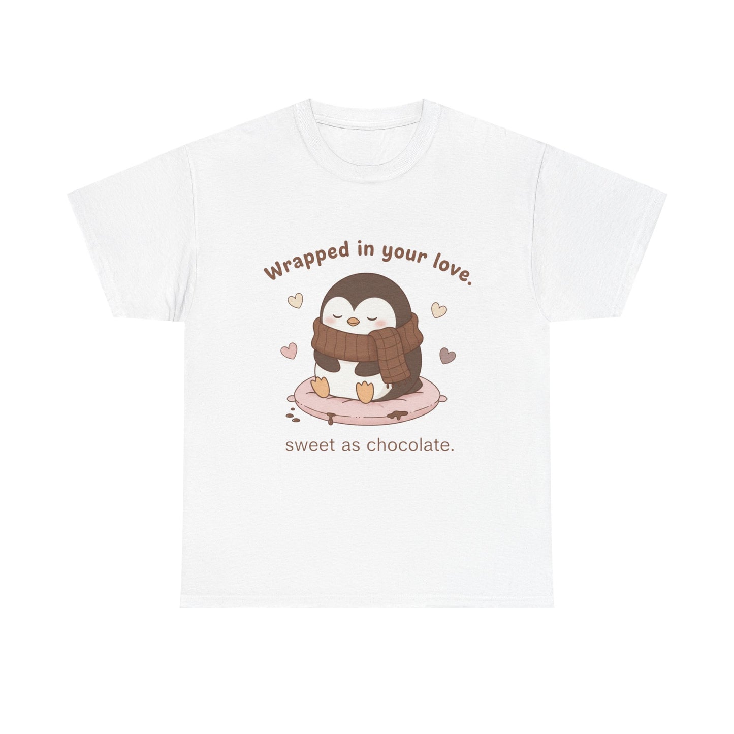 Penguin 'Wrapped in Your Love' Tee — Cute Valentine Chocolate Shirt