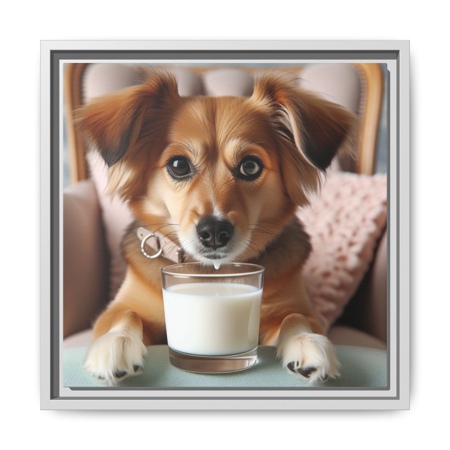 Framed Lion Matte Canvas Wall Art — Regal Gold Mane Portrait