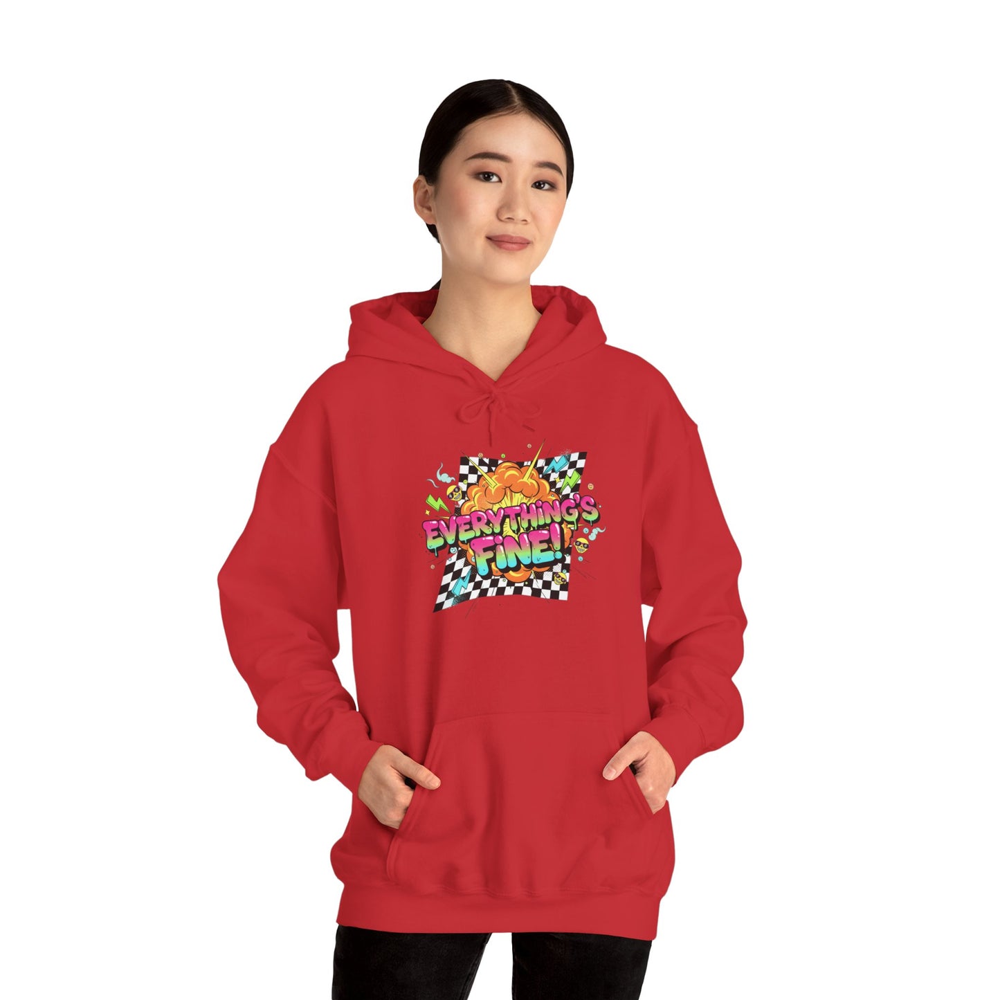Crash Out Meltdown Graphic Hoodie | neon checkerboard, skate graffiti