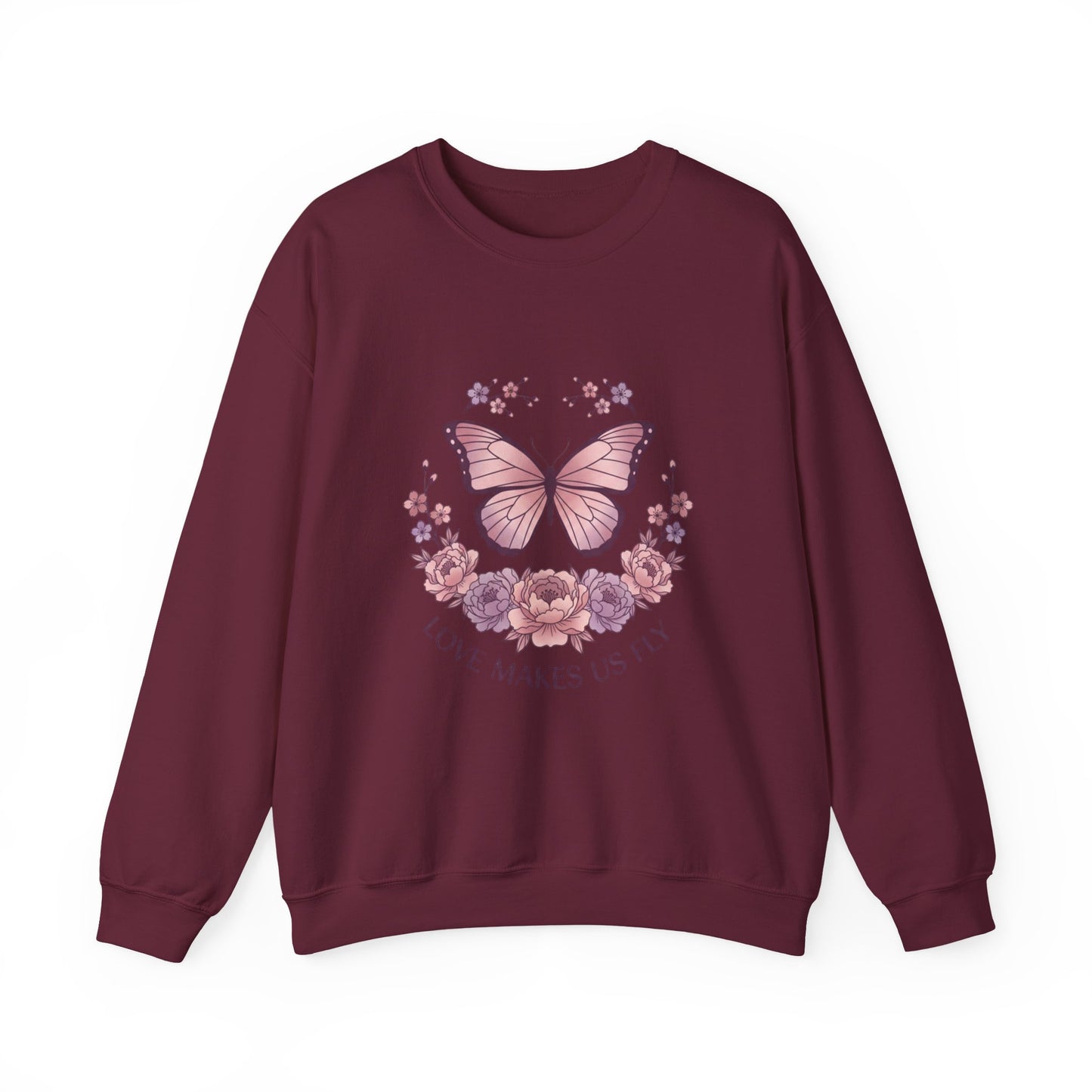 Love Makes Us Fly Butterfly & Flower Sweatshirt