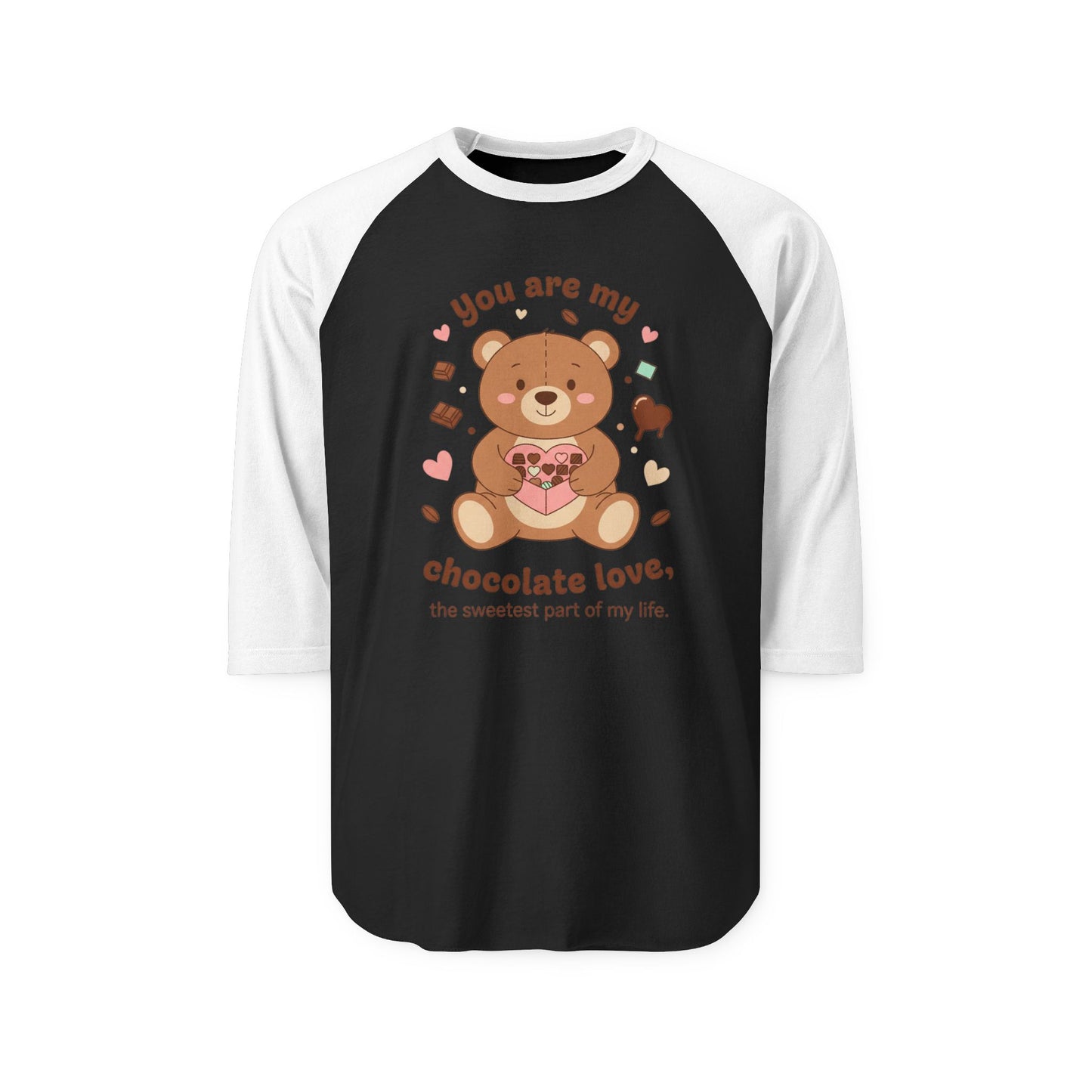 Bear Holding Heart Raglan Shirt – "You Are My Chocolate Love" Valentine's Tee