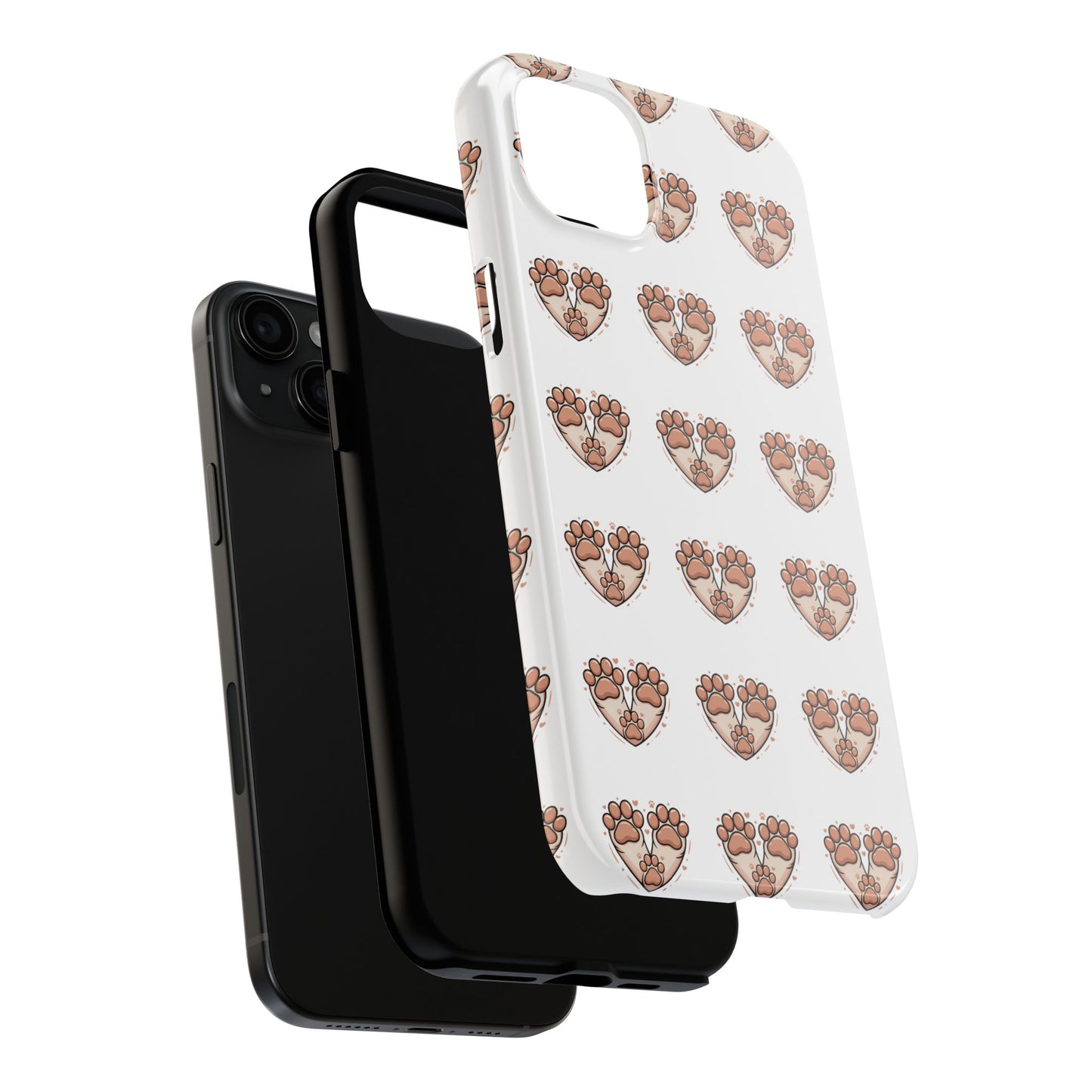 Paw Heart Tough Phone Case — Cute Cat & Dog Paw Print Pattern