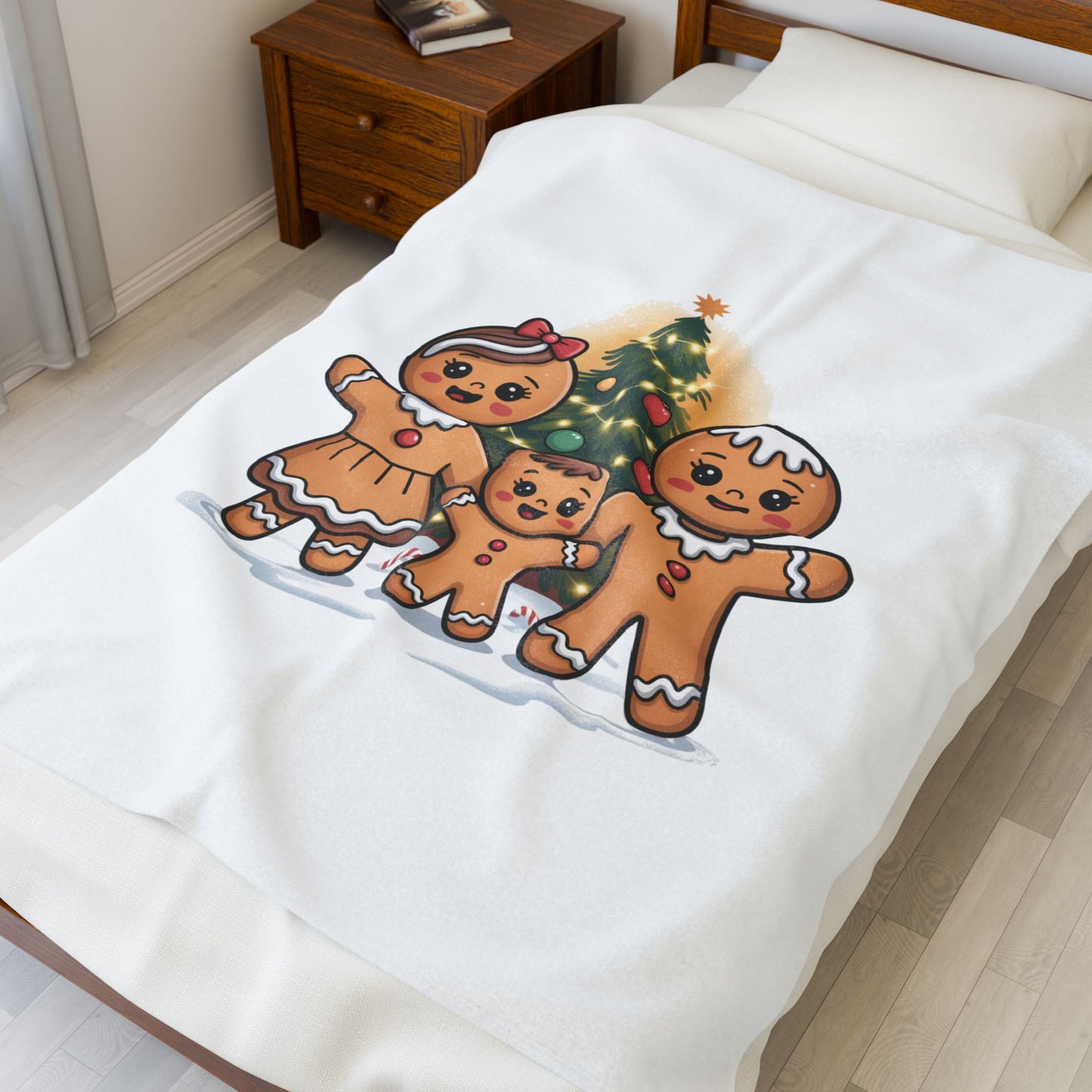 Gingerbread Family Velveteen Plush Blanket | Trash Animal Joy, Merry Trash-mas