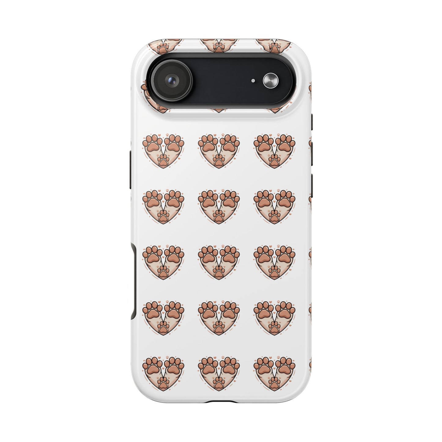 Paw Heart Tough Phone Case — Cute Cat & Dog Paw Print Pattern