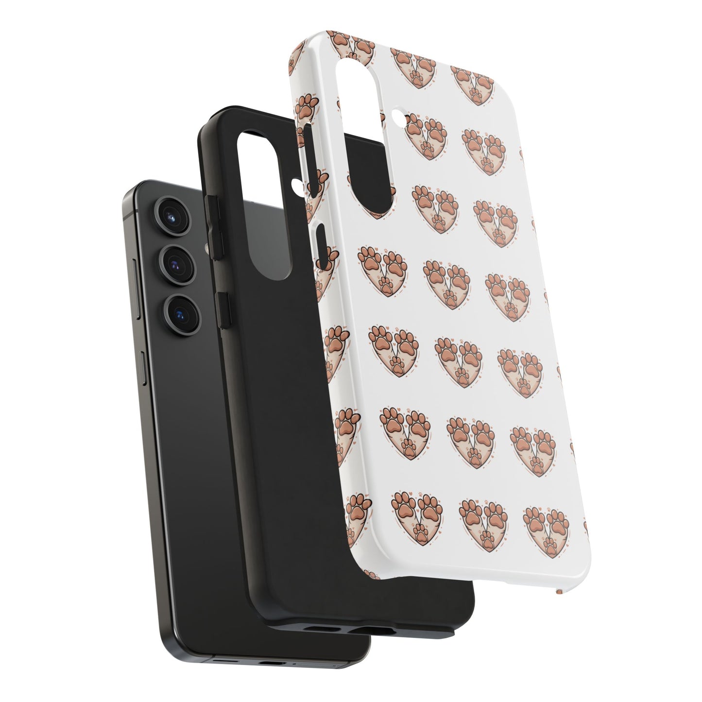 Paw Heart Tough Phone Case — Cute Cat & Dog Paw Print Pattern