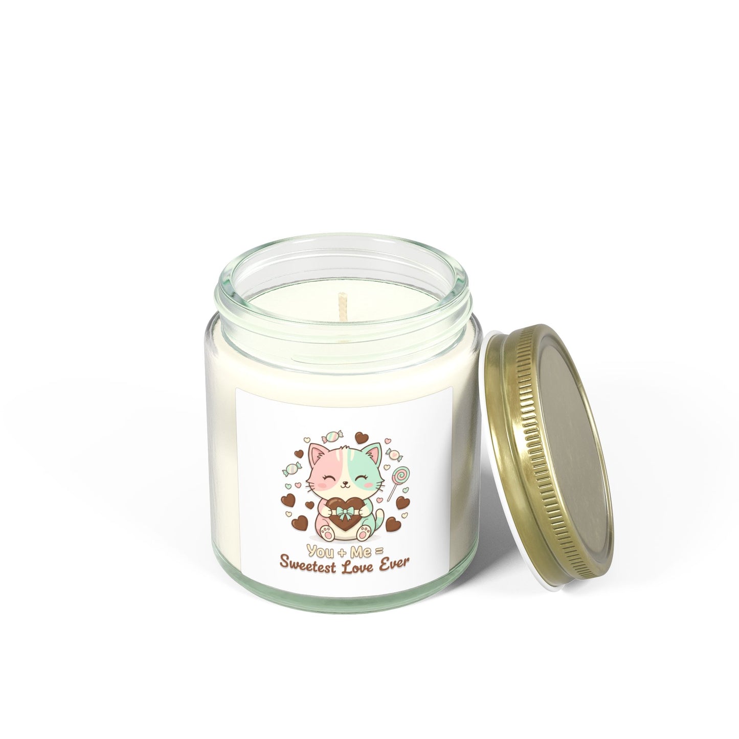 Coconut Apricot Scented Candle — "Sweetest Love Ever" Cute Cat Jar (4oz/9oz)