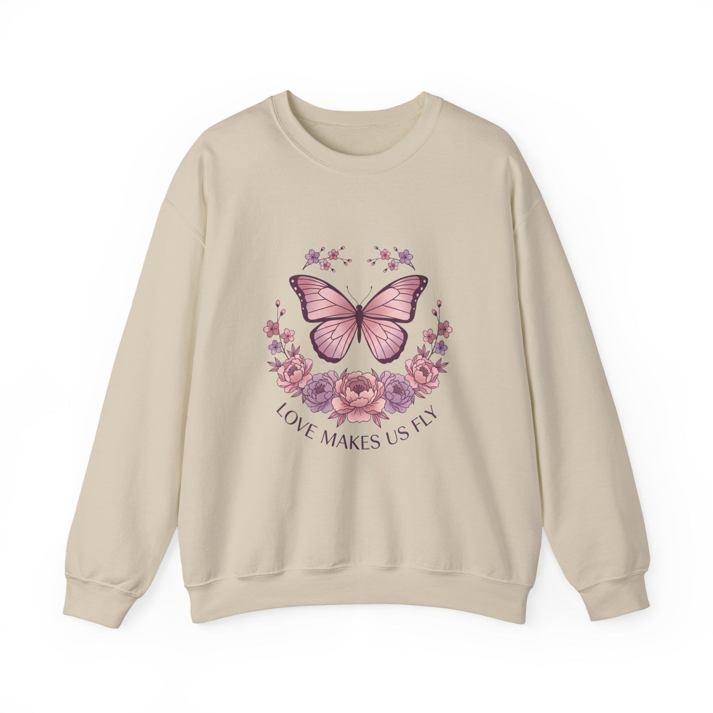 Love Makes Us Fly Butterfly & Flower Sweatshirt