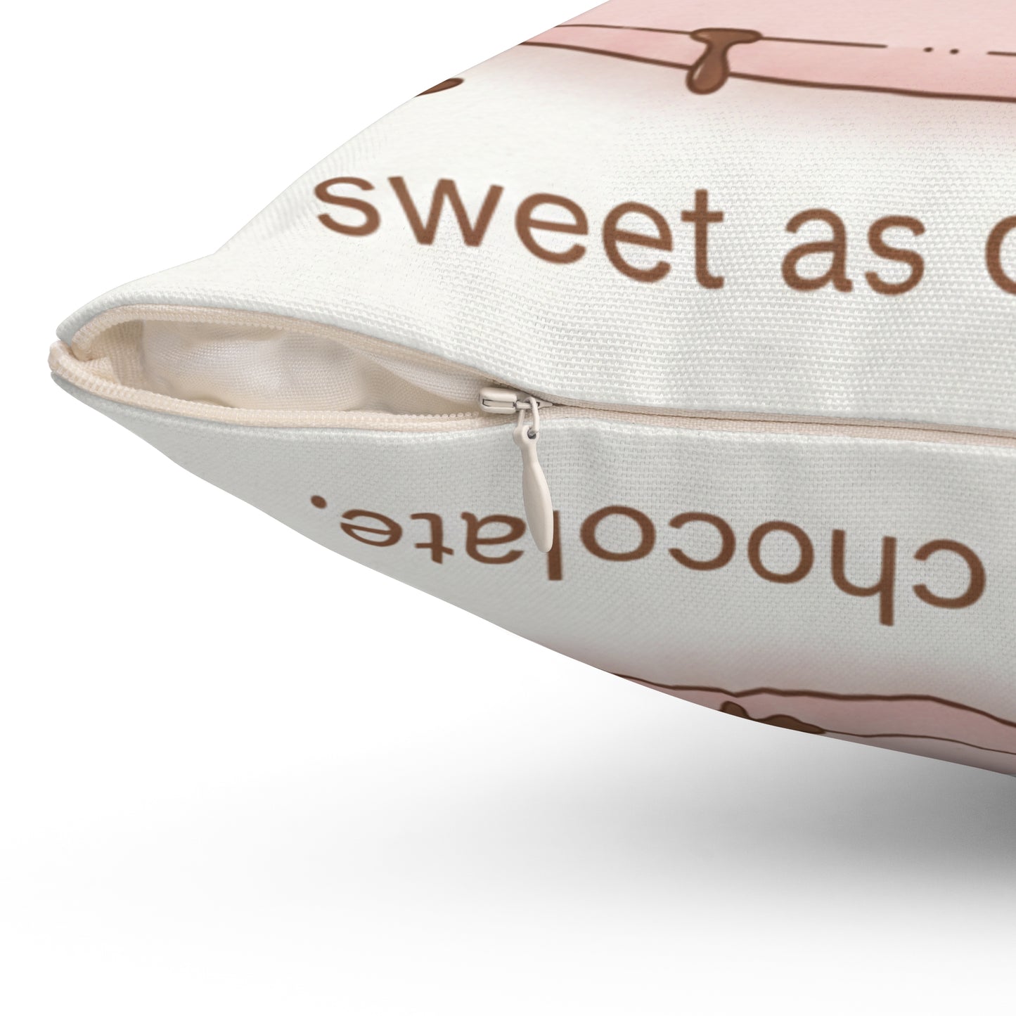Penguin Chocolate Love Square Pillow — "Wrapped in Your Love Sweet as Chocokate"