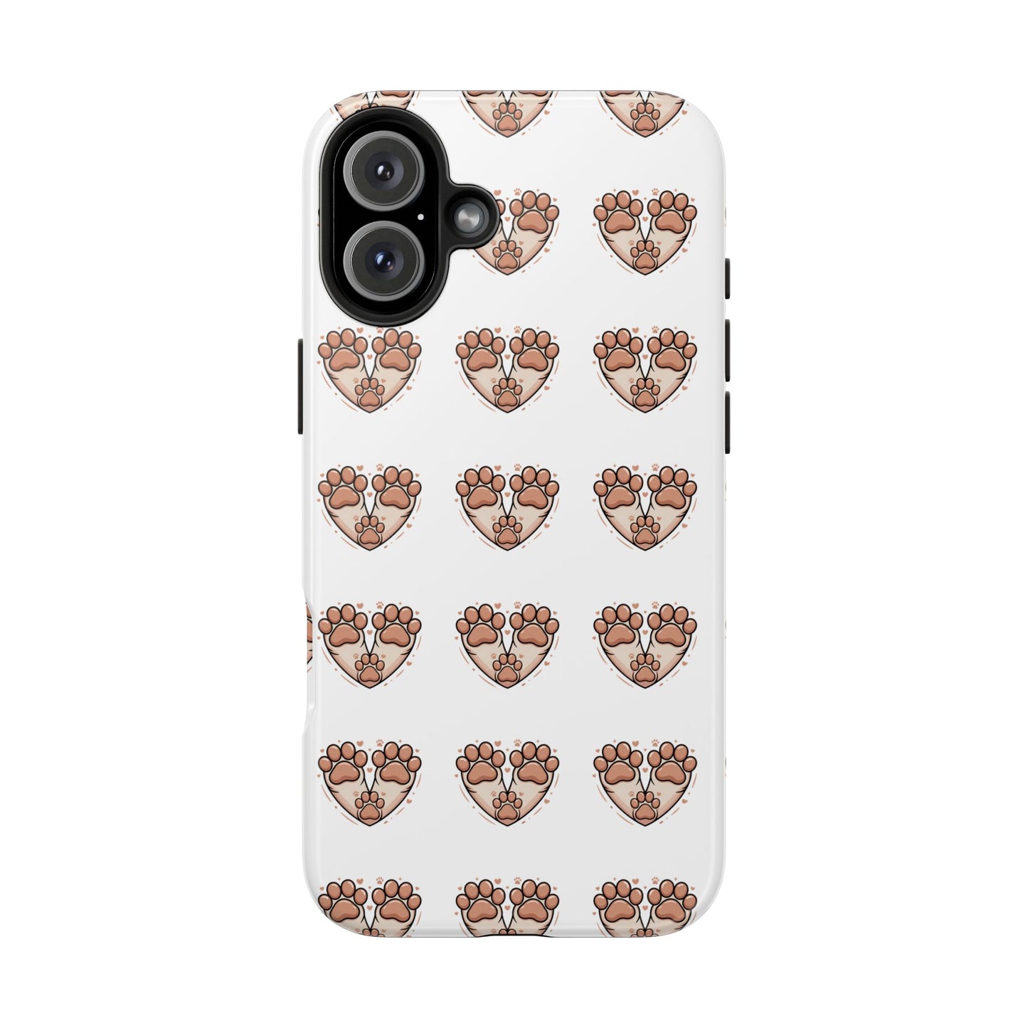 Paw Heart Tough Phone Case — Cute Cat & Dog Paw Print Pattern