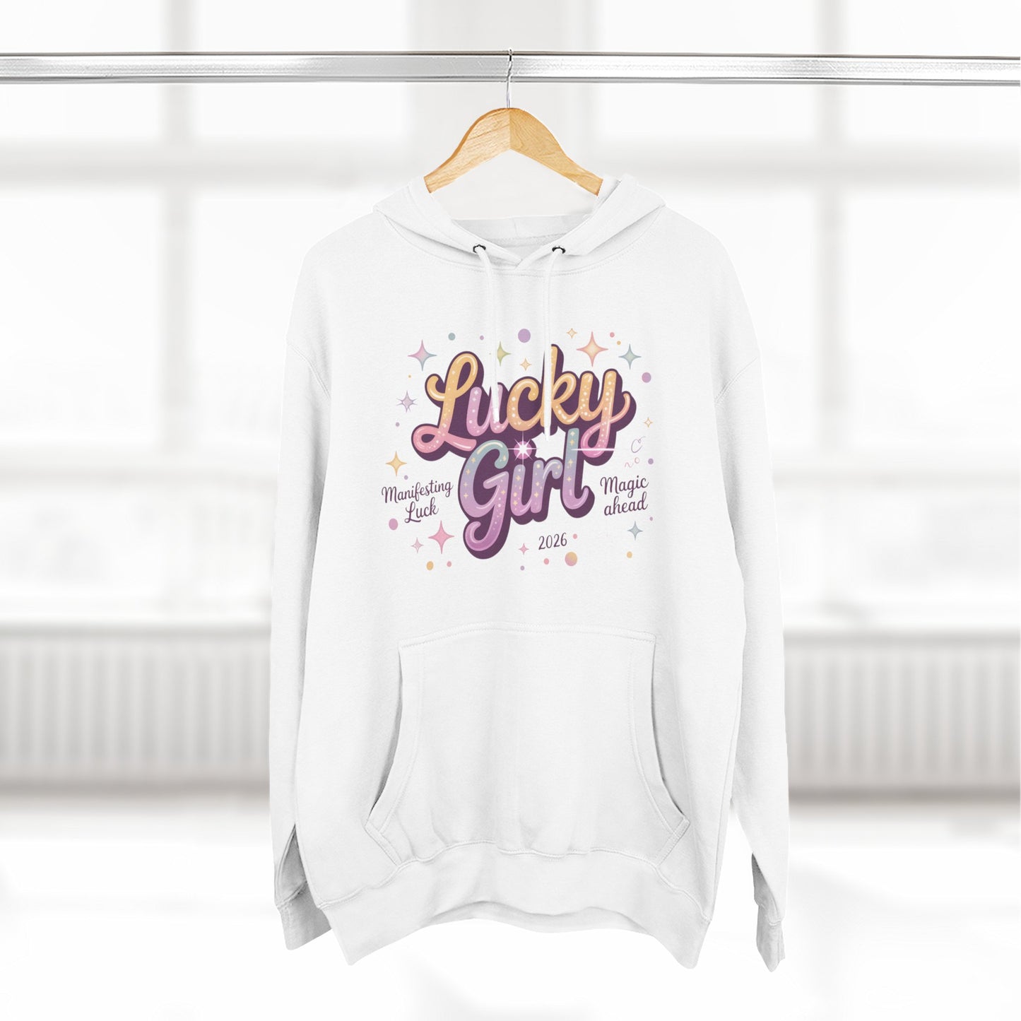 Lucky Girl Hoodie — Cute Pastel Graphic Pullover