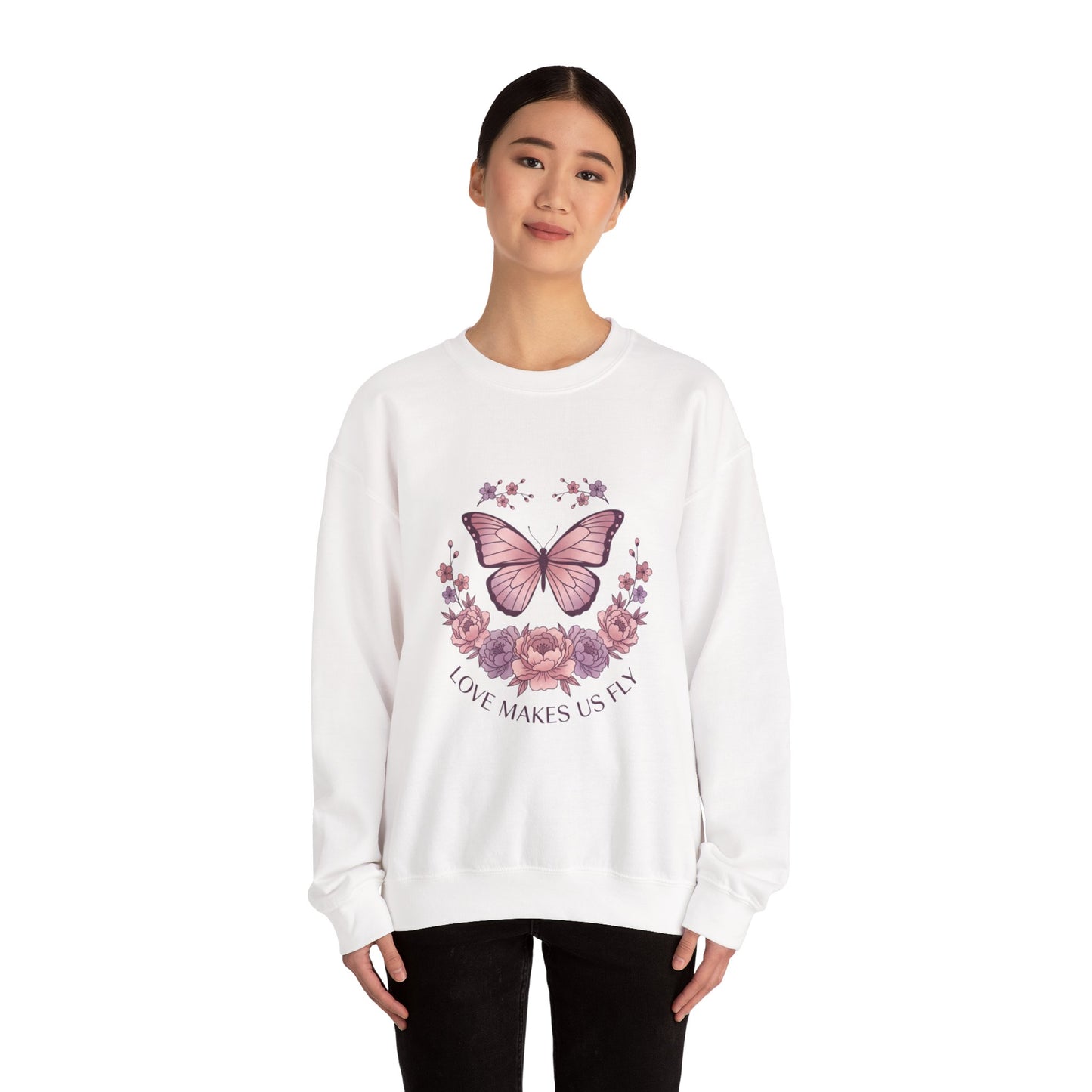 Love Makes Us Fly Butterfly & Flower Sweatshirt