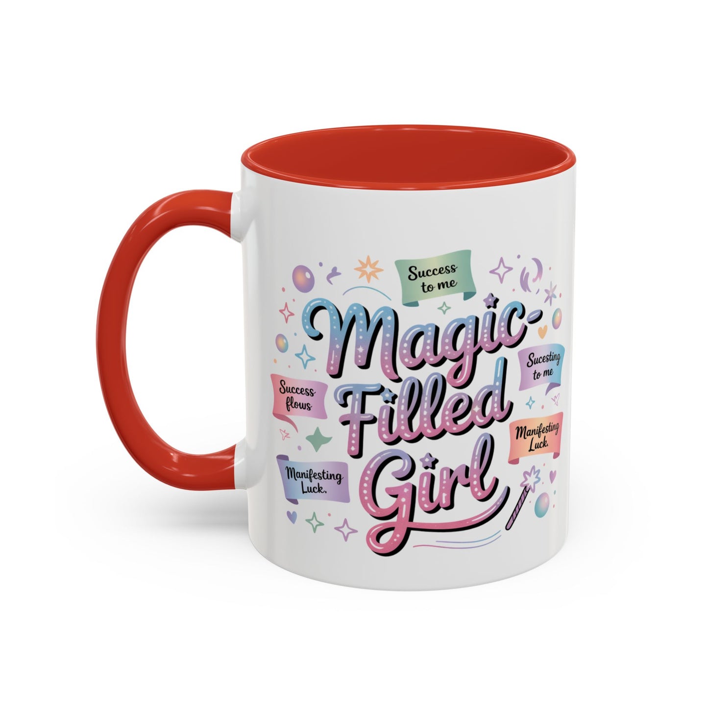 -Filled Girl Accent Coffee Mug — Inspirational Pink Pastel 11/15oz