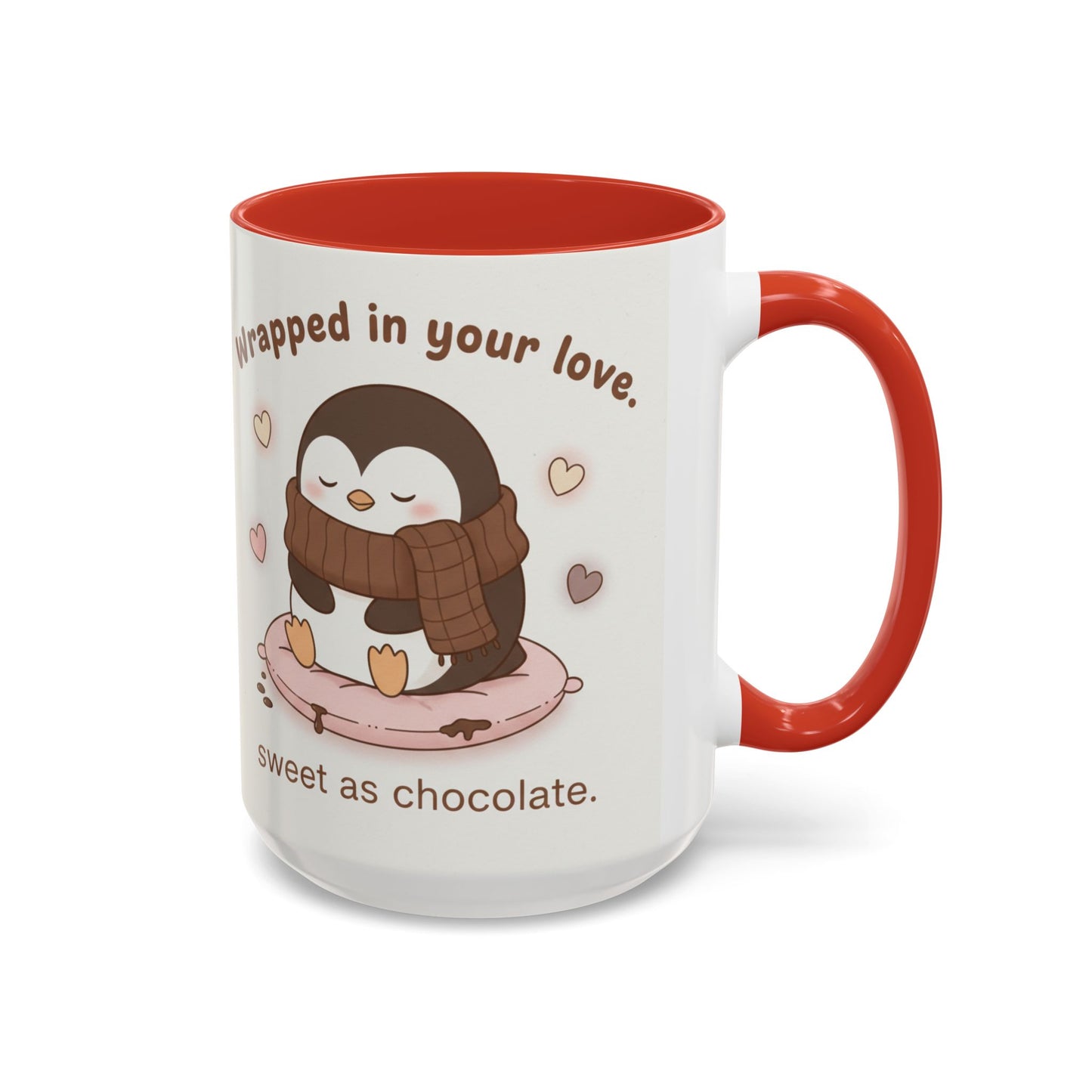 Penguin Wrapped in Your Love Accent Coffee Mug — Cute Romantic Penguin Gift (11/15 oz)