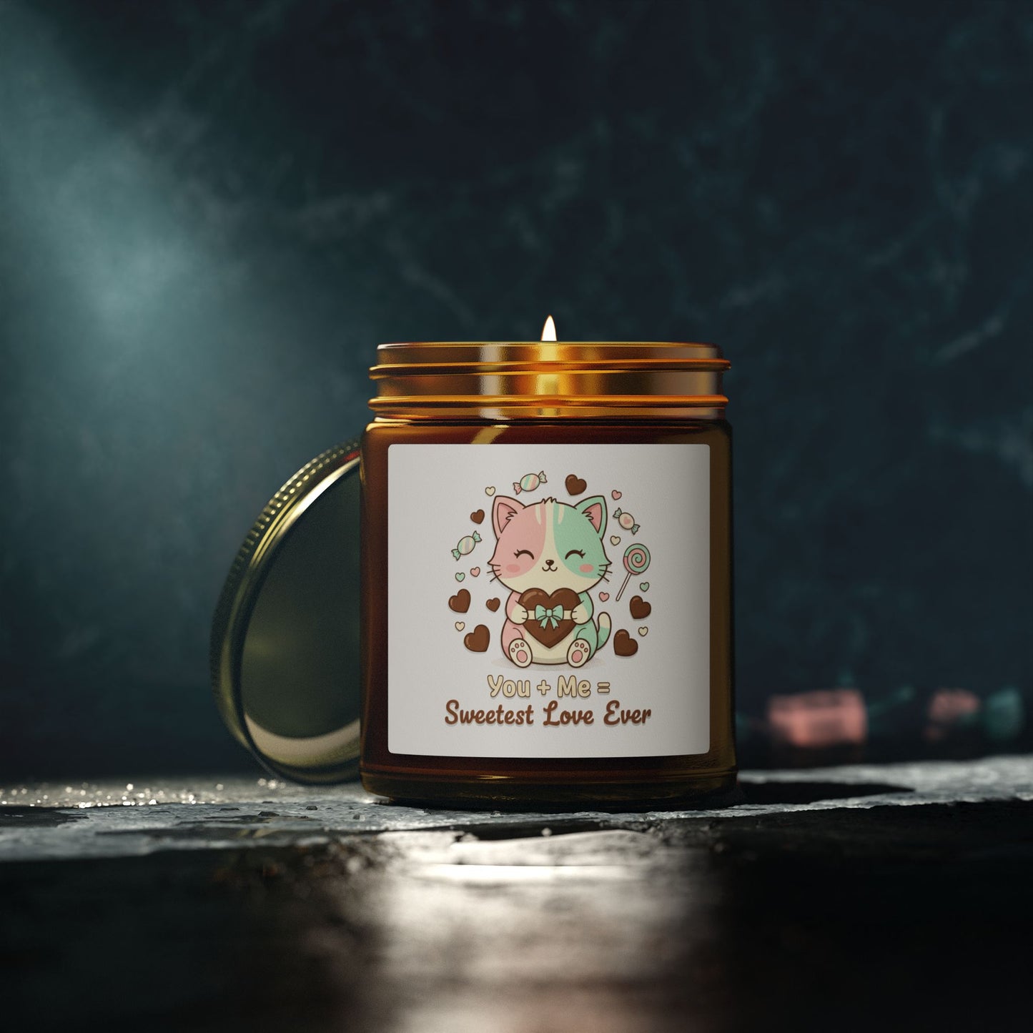 Coconut Apricot Scented Candle — "Sweetest Love Ever" Cute Cat Jar (4oz/9oz)