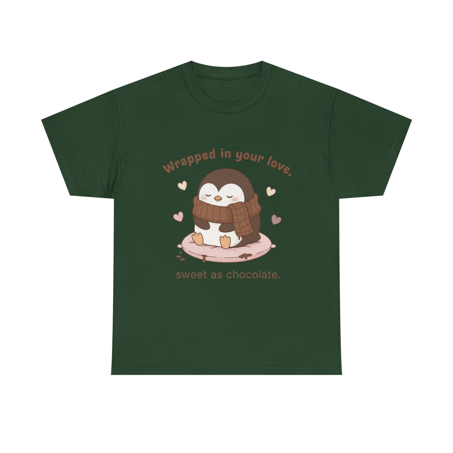 Penguin 'Wrapped in Your Love' Tee — Cute Valentine Chocolate Shirt