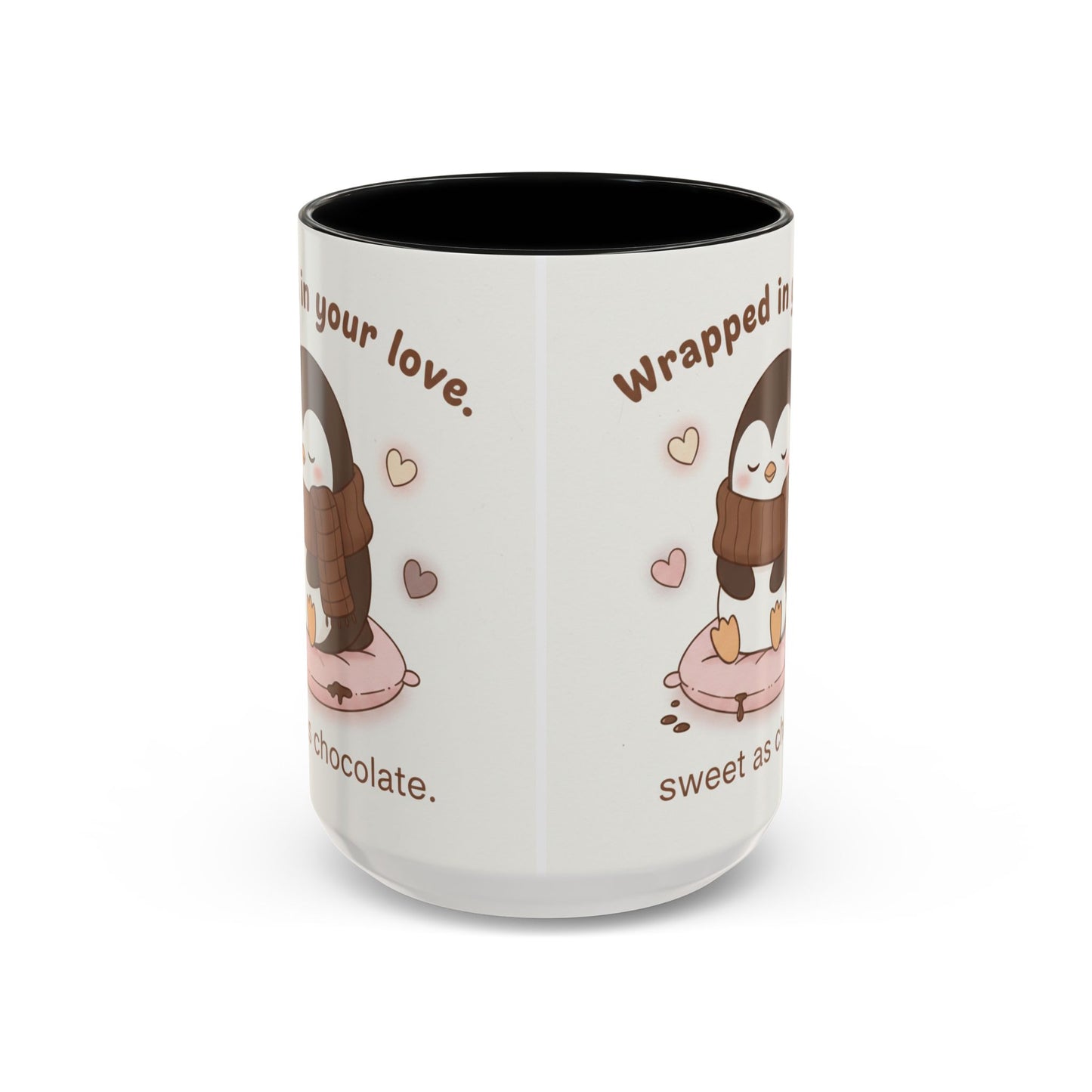 Penguin Wrapped in Your Love Accent Coffee Mug — Cute Romantic Penguin Gift (11/15 oz)