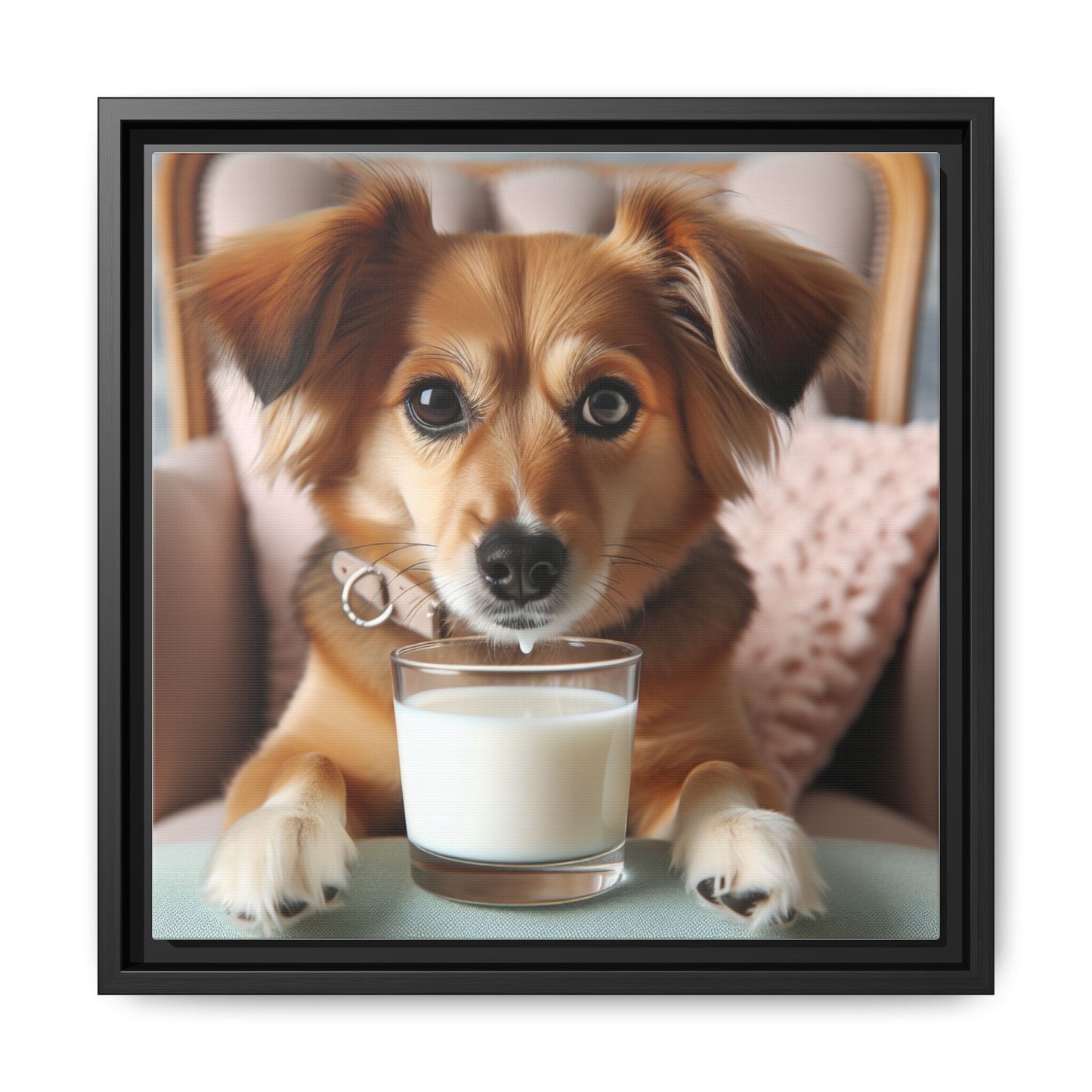 Framed Lion Matte Canvas Wall Art — Regal Gold Mane Portrait