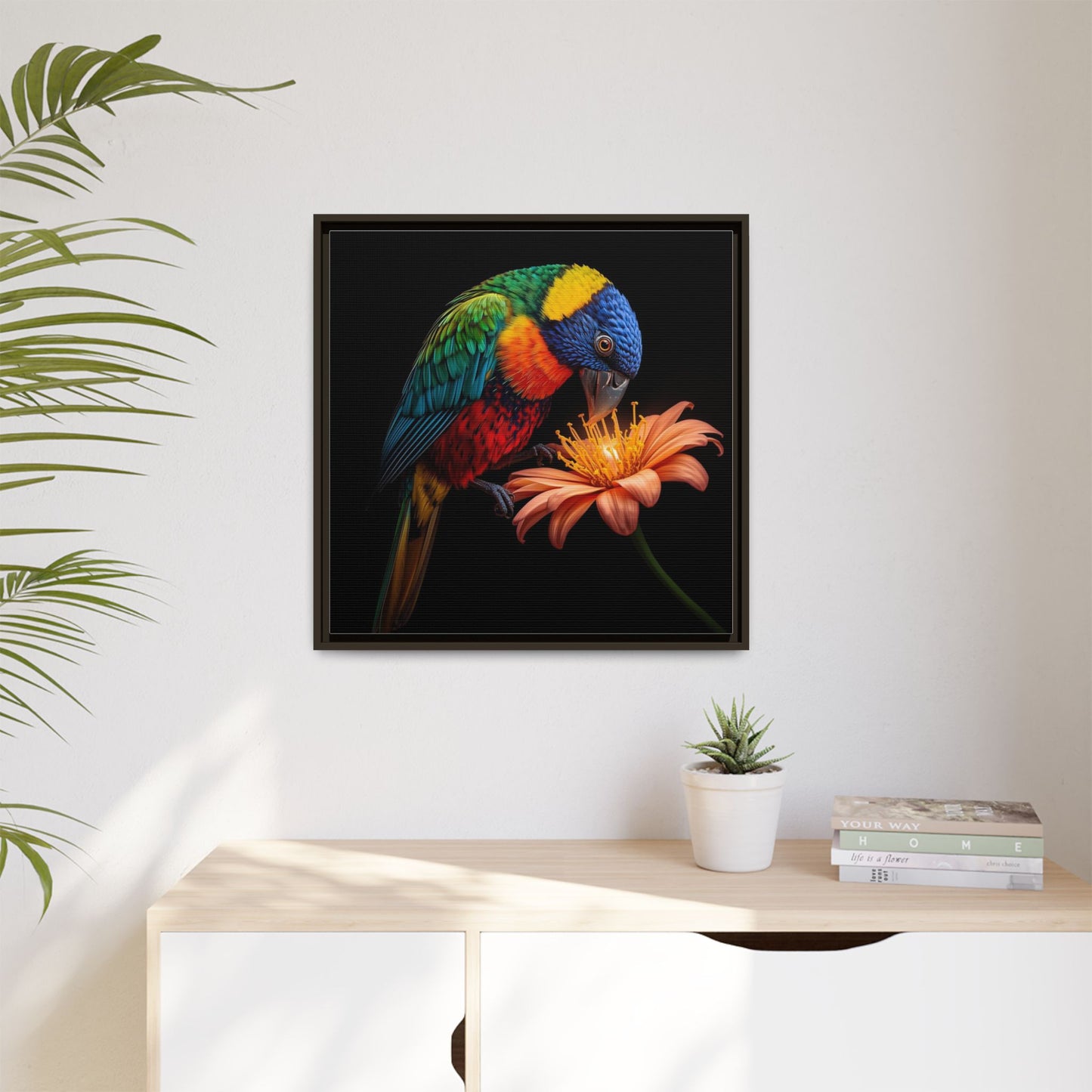 Matte Canvas Framed Art — "wonderful parrot Multi-Color"