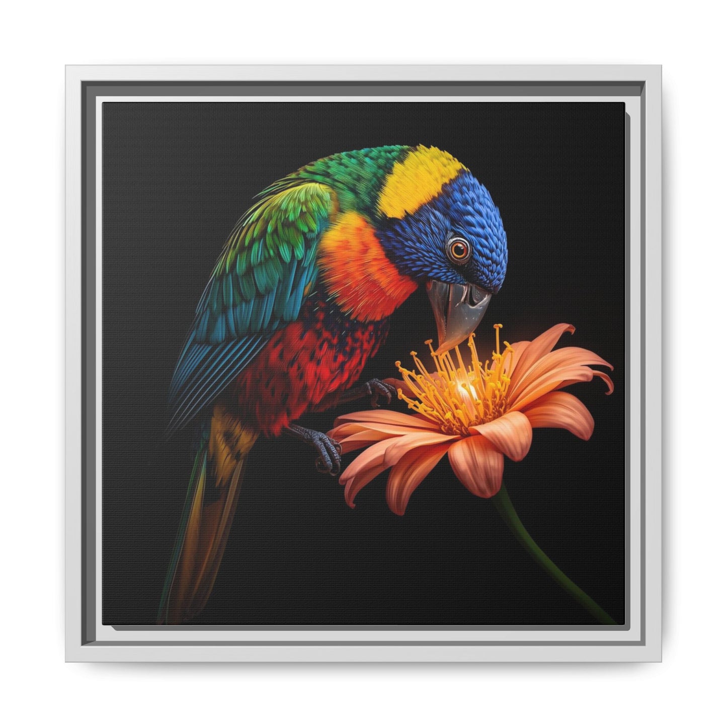 Matte Canvas Framed Art — "wonderful parrot Multi-Color"