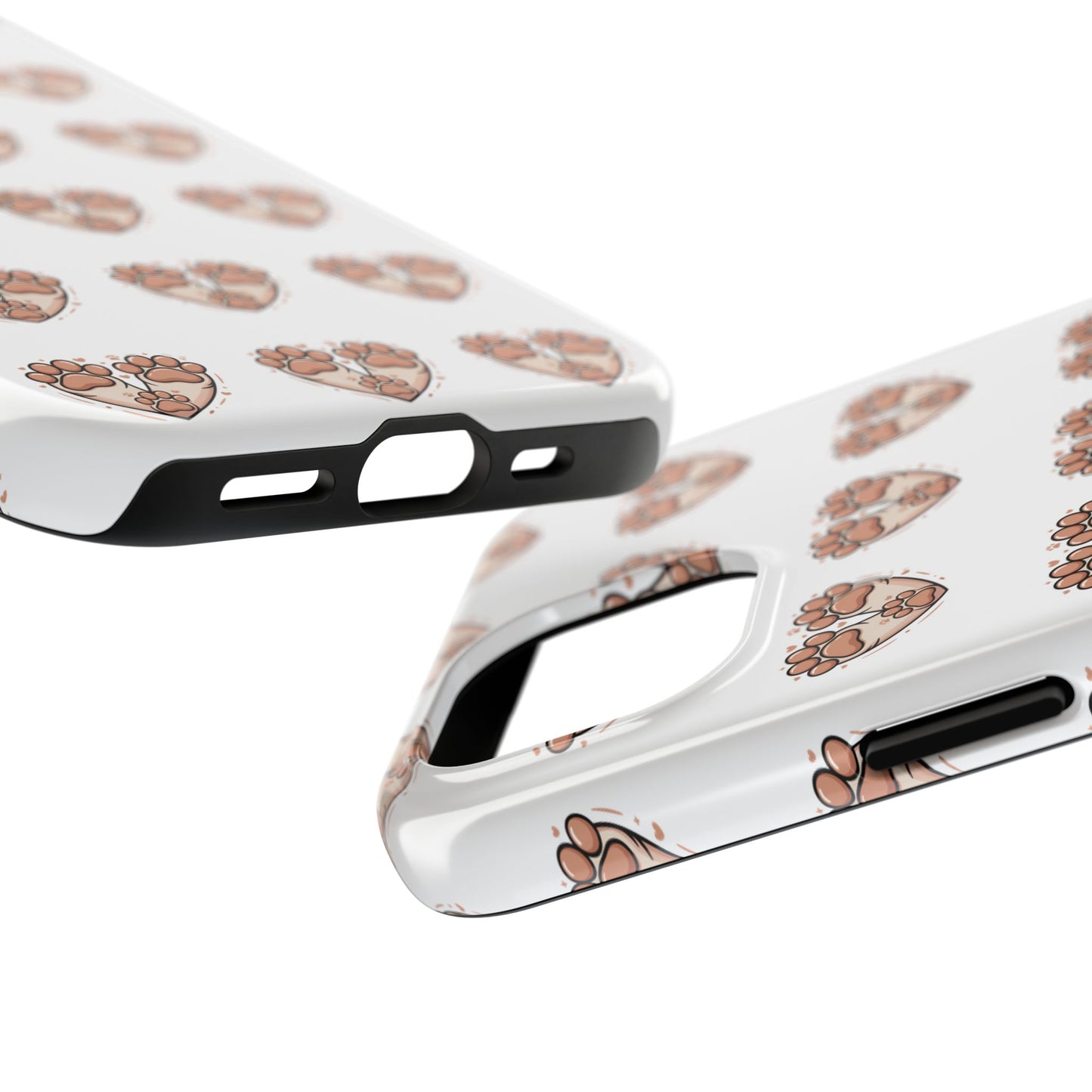 Paw Heart Tough Phone Case — Cute Cat & Dog Paw Print Pattern